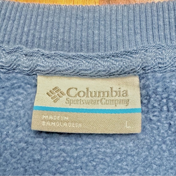 Columbia Oversized Blue Casual Crew Neck Pull Over Logo Front Sweatshirt. - Picture 6 of 16